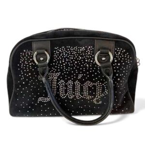 Juicy Couture Let It Shine Liquorice Black Velour Rhinestone Bag Vintage Y2K